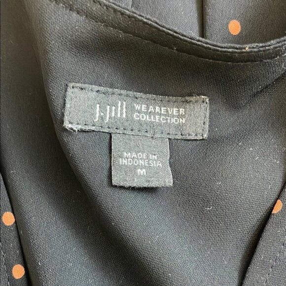 J Jill Black/Orange Polka Dot V-neck Long Sleeve Maxi Dress M - Picture 6 of 9